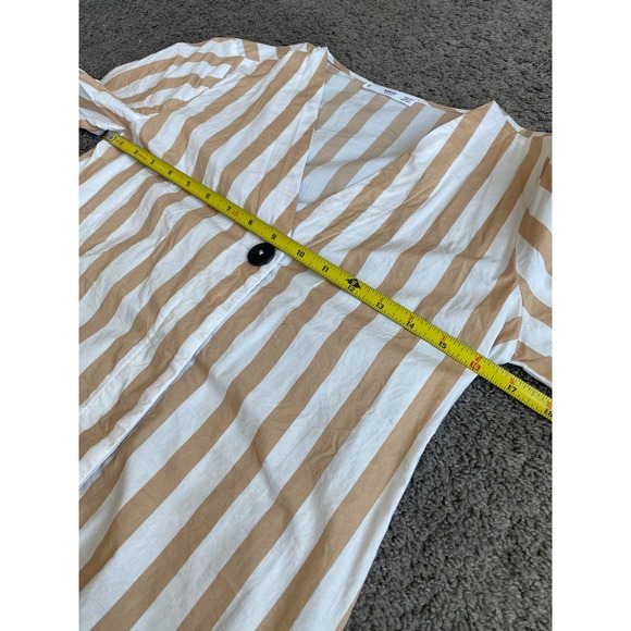 Mango white/tan striped button down short sleeve shirt, size XS - Picture 9 of 12